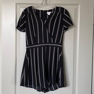 Black and White Striped Romper